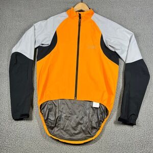 Gore Bike Wear Mens XL Gore-Tex Paclite Cycling Jacket Orange Grey Full Zip